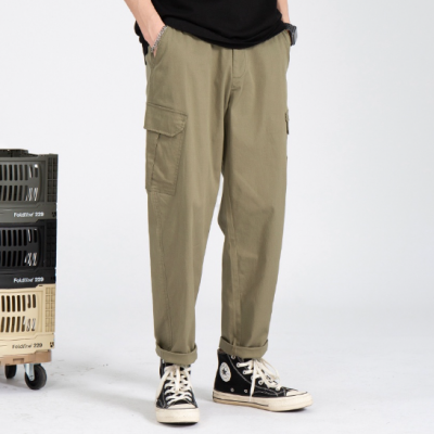 Quần Kaki Túi Hộp Phong Cách Streetwear Xám