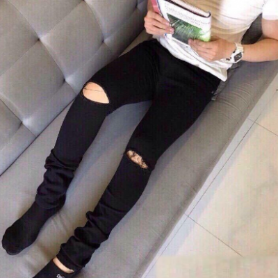 Quần Jeans Nam Rách Gối Chất Jean Cotton 