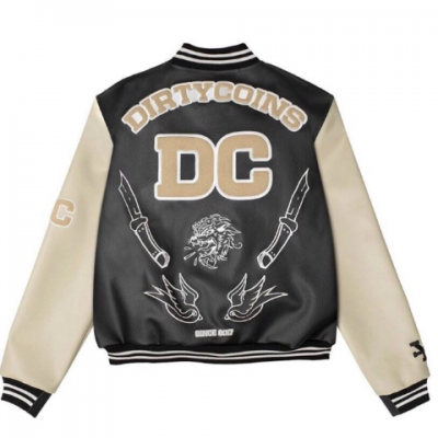 Áo Khoác Bóng Chày Phối Da Hàng Thêu